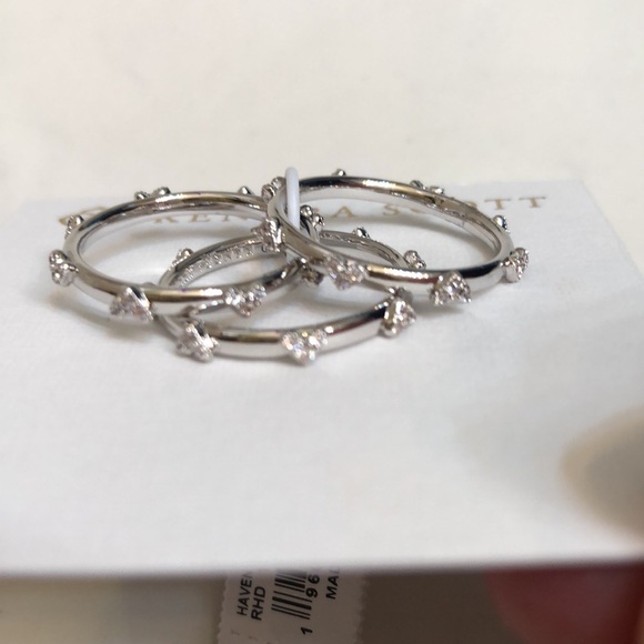 Kendra Scott Silver Tone Haven Heart 3PC Stackable Ring Set Size 7 Crystal NWT - Picture 6 of 16